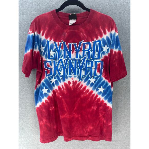 Liquid Blue Men’s sz L Lenard Skynyrd 2005 Concert Tee Red White Blue Tie Dye - Picture 1 of 12